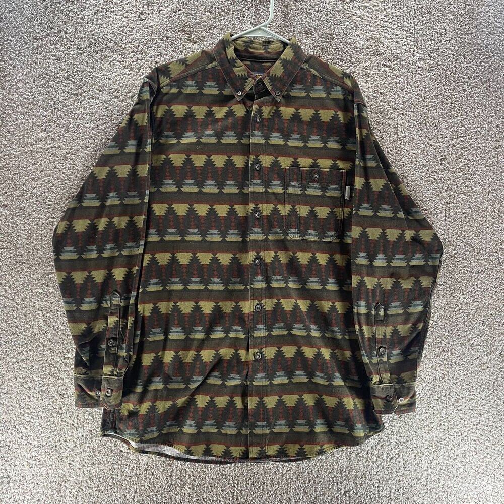 Vintage Woolrich Shacket Mens Large Aztec Southwestern Button Up Heavy Flannel - Picture 1 of 11
